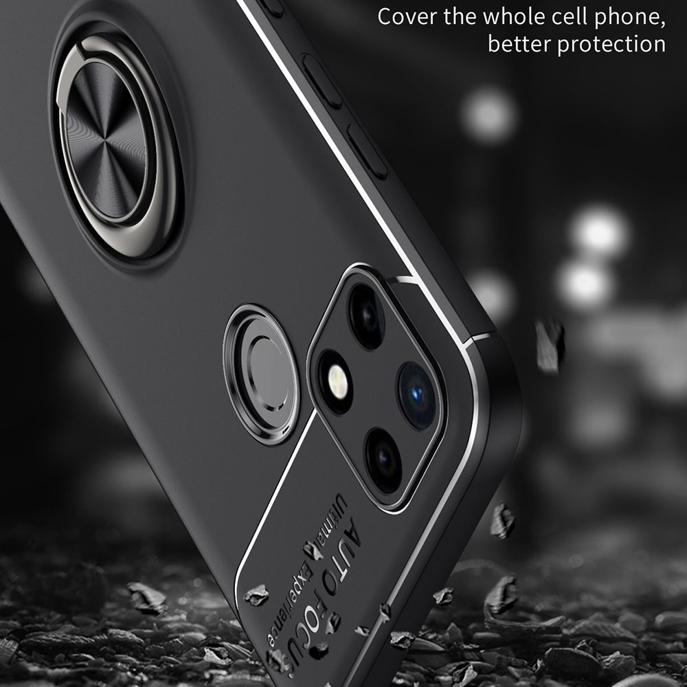Soft TPU Phone Case Bag Ring Kickstand Anti-Fingerprint Shockproof Back Phone Cover for Realme C21Y - Black-7