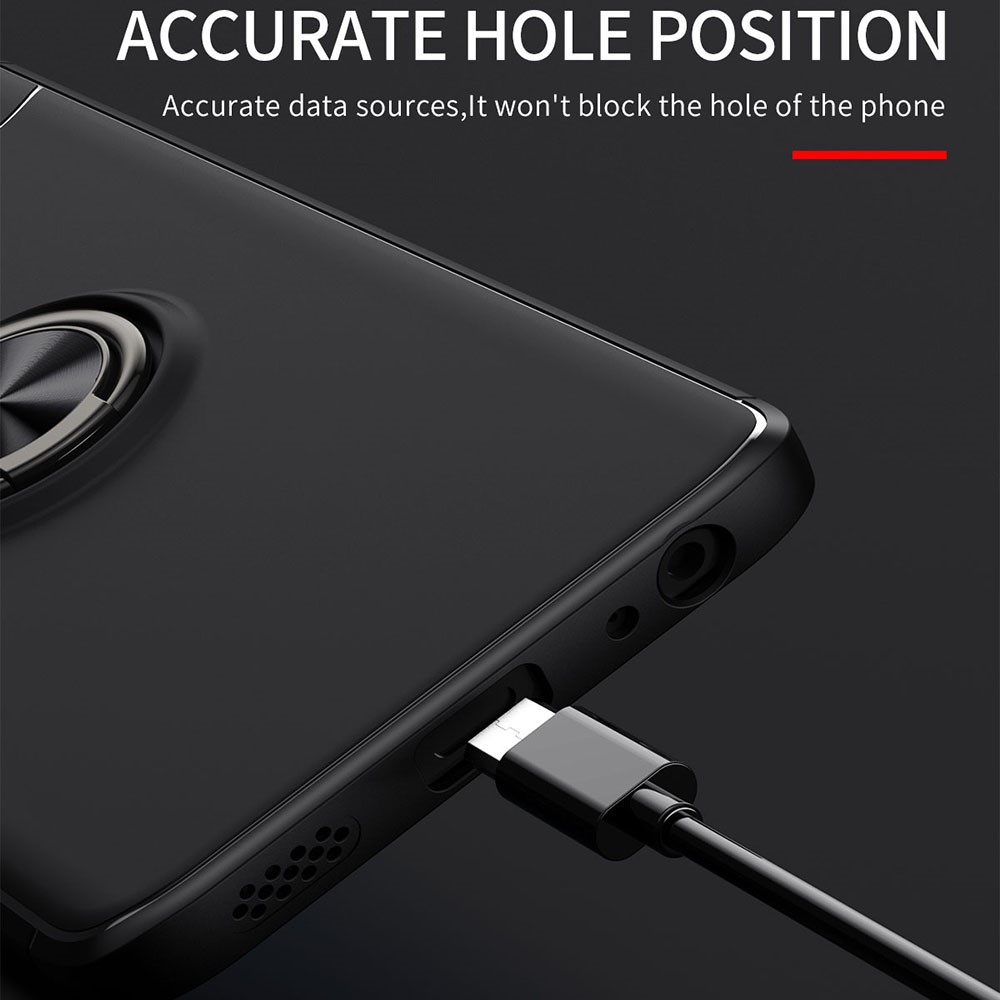 Ring Kickstand Anti-Fingerprint Shockproof Soft TPU Frost Back Phone Cover for vivo Y55s 5G - Black-13