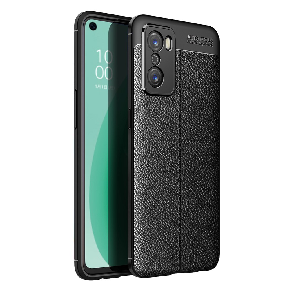 Stylish Slim Soft Litchi Texture TPU Anti-Fingerprint Protective Shock-Absorbing Case for OPPO A55s - Black-1
