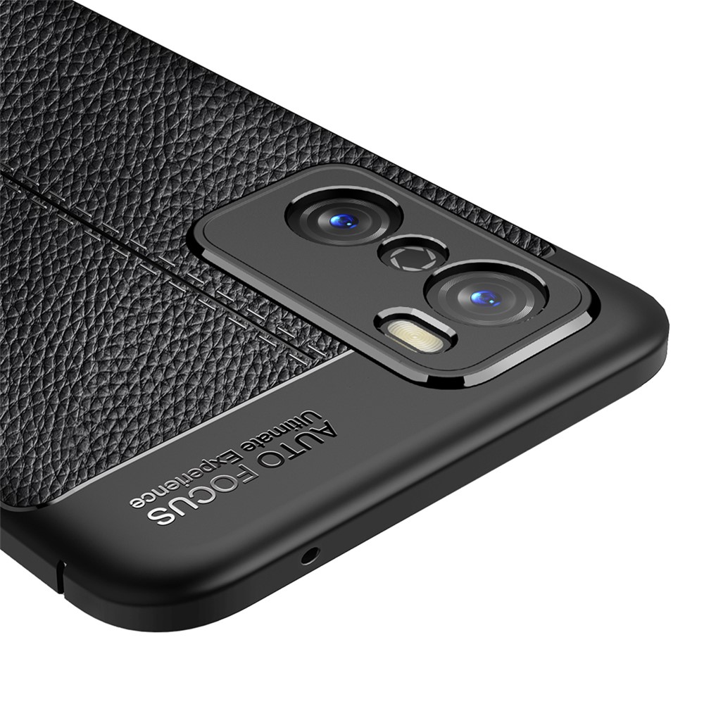 Stylish Slim Soft Litchi Texture TPU Anti-Fingerprint Protective Shock-Absorbing Case for OPPO A55s - Black-2