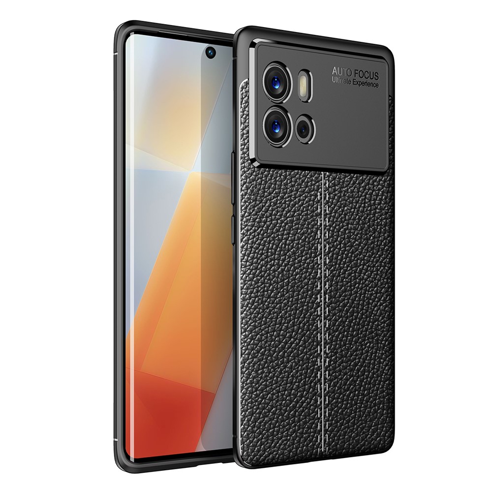 Anti-Fingerprint Litchi Texture Soft TPU Protective Back Cover for vivo iQOO 9 Pro - Black-1