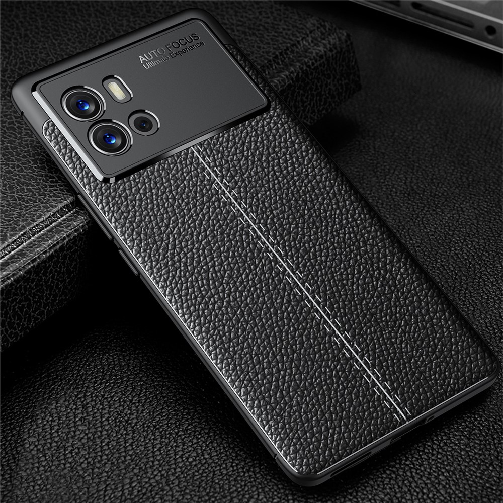 Anti-Fingerprint Litchi Texture Soft TPU Protective Back Cover for vivo iQOO 9 Pro - Black-5