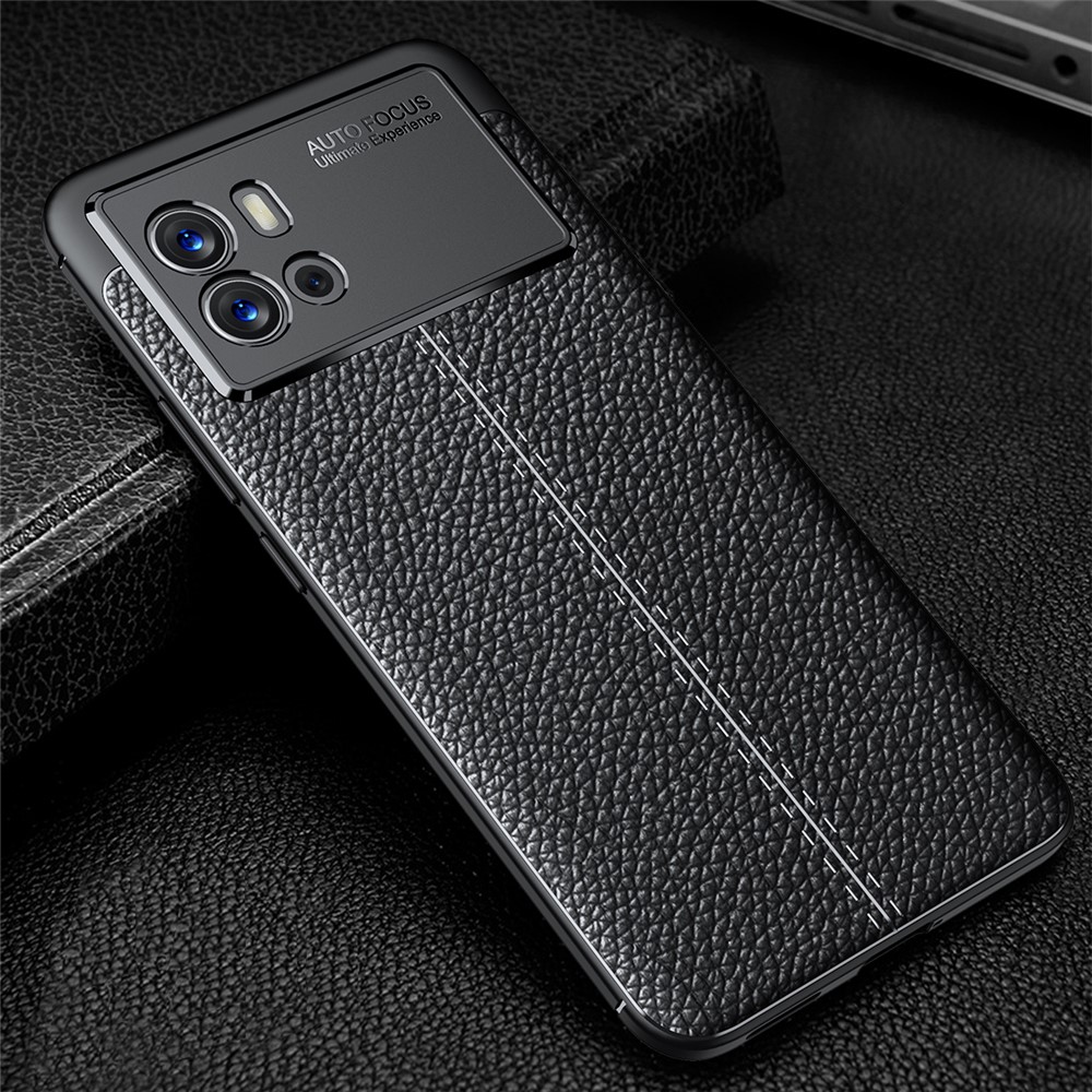 Scratch-resistant Cellphone Case Anti-Fingerprint Litchi Texture Soft TPU Protective Back Cover for vivo iQOO 9 - Black-5