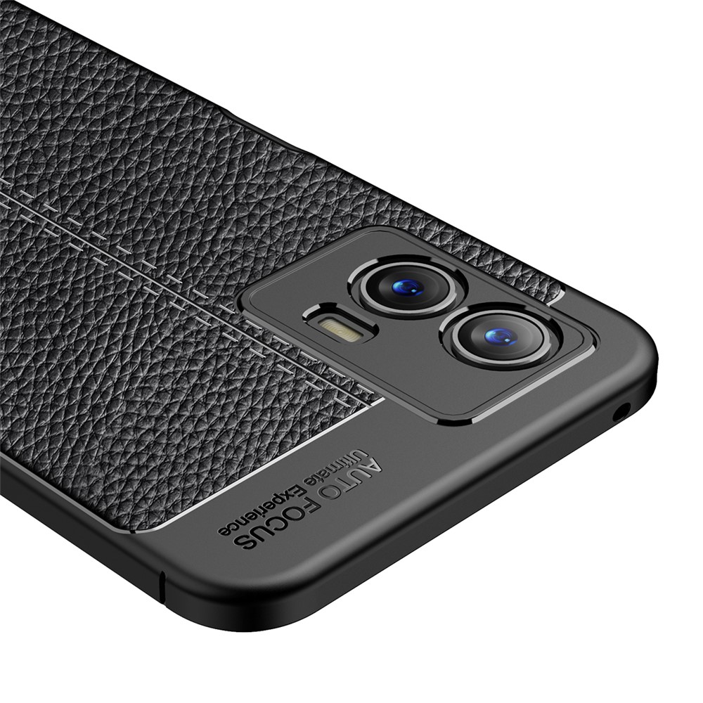Scratch Resistant TPU Soft Litchi Skin Anti-Fingerprint Protective Case for vivo iQOO U5 5G - Black-2