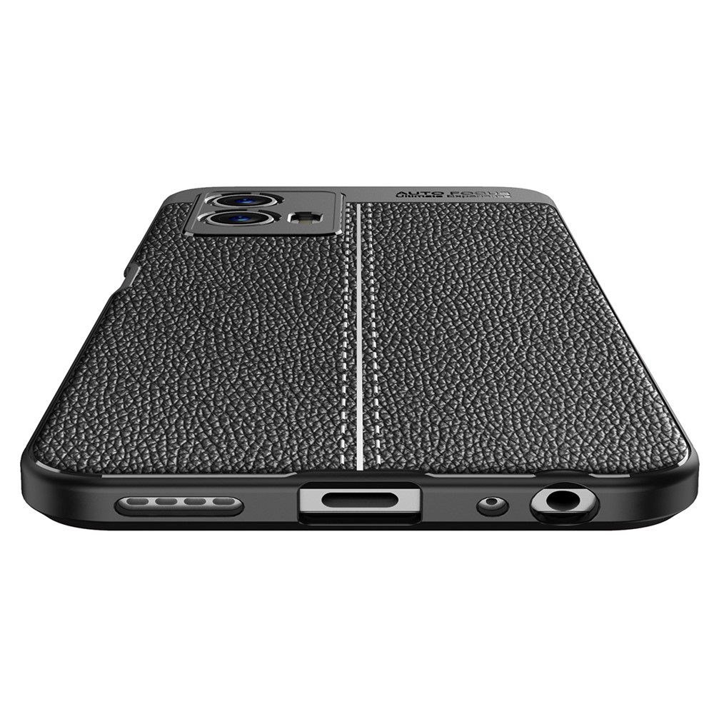 Scratch Resistant TPU Soft Litchi Skin Anti-Fingerprint Protective Case for vivo iQOO U5 5G - Black-4