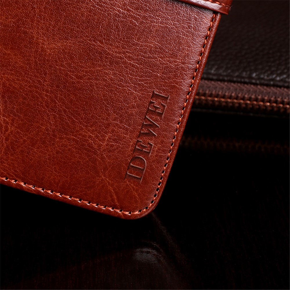 IDEWEI For Oppo Reno7 5G Leather Case Crazy Horse Texture Foldable Stand Wallet Full Protection Phone Cover - Brown-9
