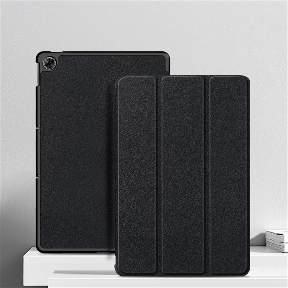 JIUYU PU Leather+PC Tri-fold Stand Drop-proof Tablet Case Shell for Realme Pad - Black-6