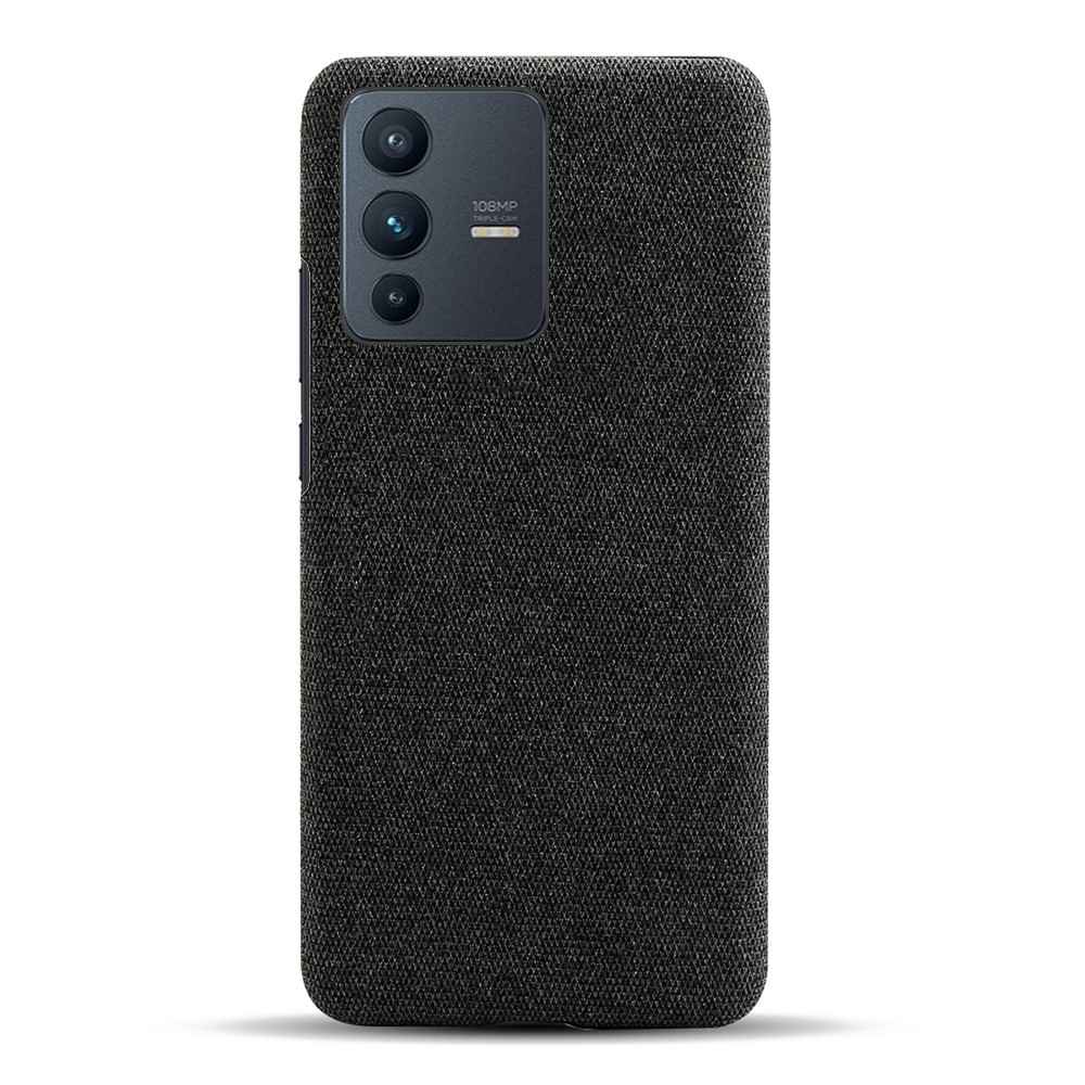 For vivo S12 Pro Cloth Coated Hard PC Case Heat Dissipation Incomplete Covering Phone Shell - Black-3