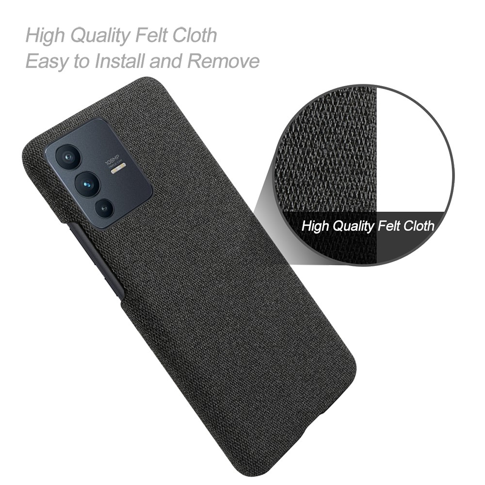 For vivo S12 Pro Cloth Coated Hard PC Case Heat Dissipation Incomplete Covering Phone Shell - Black-4