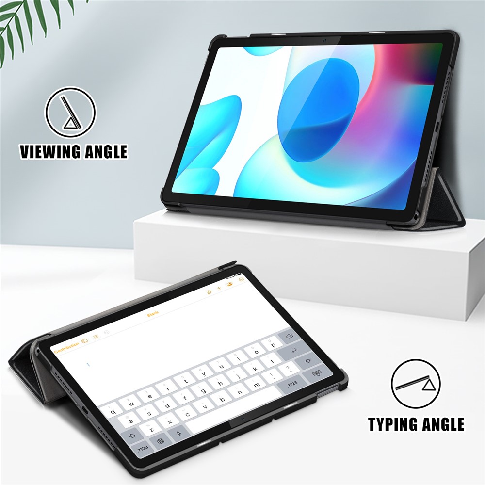 For Realme Pad Tri-Fold Stand Tablet Case Auto-Wake/Sleep Slim and Lightweight Bumper Protection Cover Case - Black-2