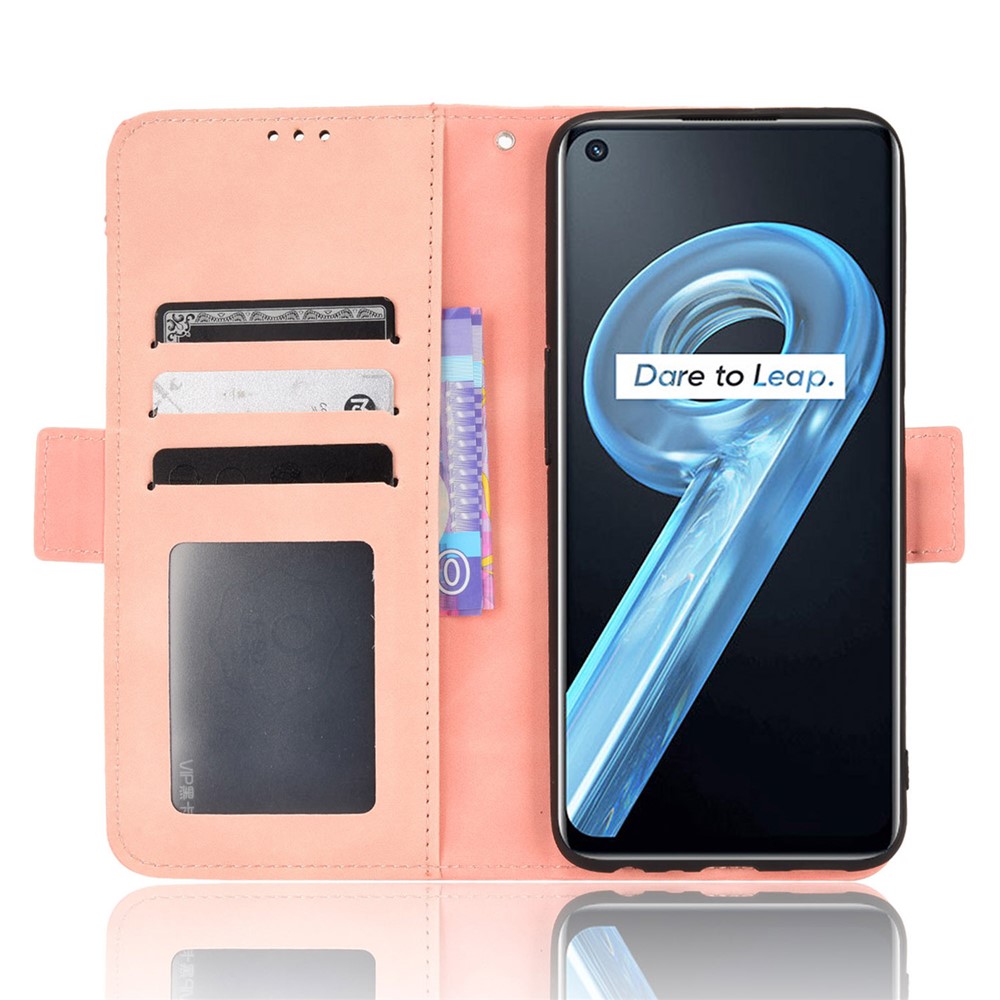 For Realme 9i/Oppo A36 4G/A76 4G, Multiple Card Slots PU Leather Cover Magnetic Clasp Wallet Stand Case - Pink-4