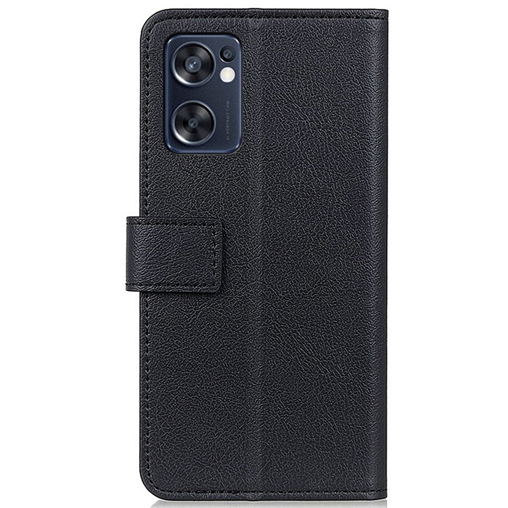 For Oppo Reno7 SE 5G PU Leather Magnetic Clasp Wallet Phone Case Foldable Stand Cover - Black-3