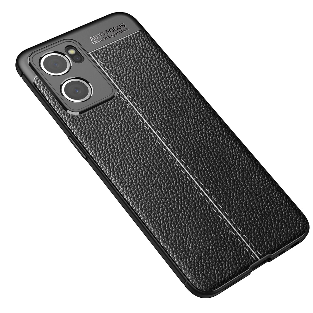 For Oppo Reno7 5G (Global) Litchi Grain Phone Case Anti-Scratch Soft TPU Phone Cover - Black-2