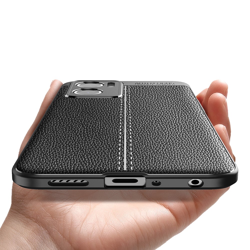 For Oppo Reno7 5G (Global) Litchi Grain Phone Case Anti-Scratch Soft TPU Phone Cover - Black-4