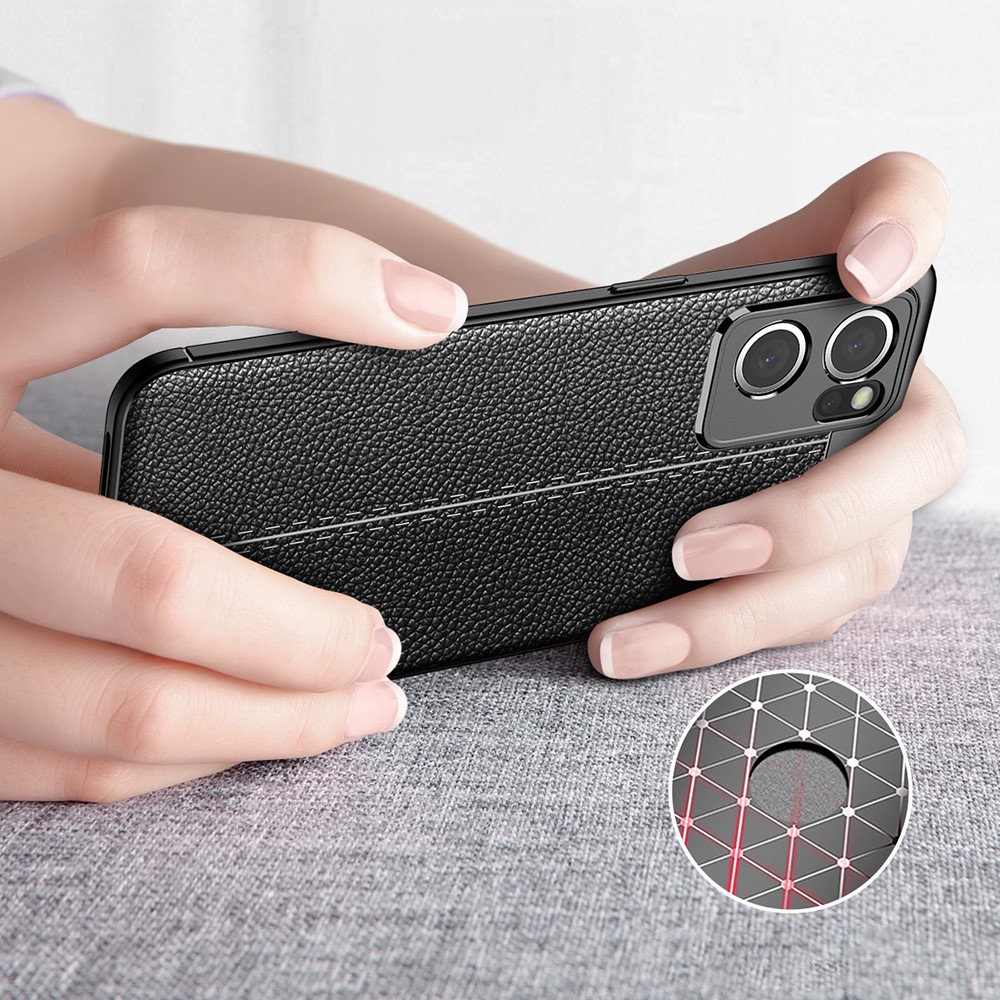 For Oppo Reno7 5G (Global) Litchi Grain Phone Case Anti-Scratch Soft TPU Phone Cover - Black-5
