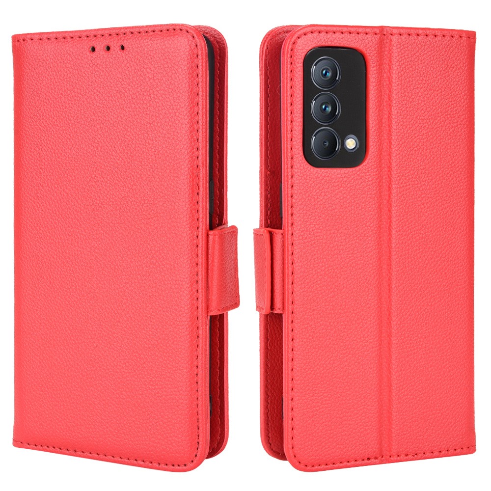 For Oppo K9/Realme GT Master/Q3 Pro Carnival Scratch-resistant Litchi Texture PU Leather Wallet Case Magnetic Closure Anti-drop Stand Phone Cover - Red-1