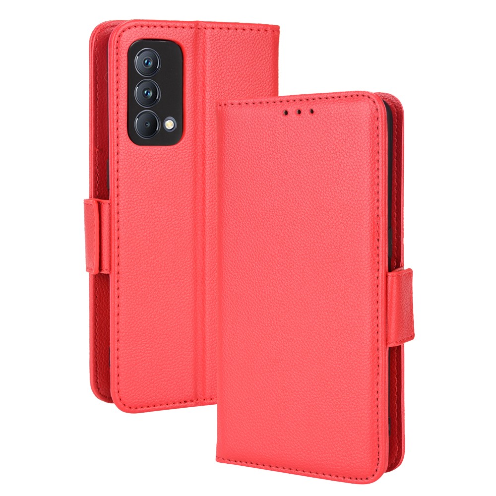 For Oppo K9/Realme GT Master/Q3 Pro Carnival Scratch-resistant Litchi Texture PU Leather Wallet Case Magnetic Closure Anti-drop Stand Phone Cover - Red-7
