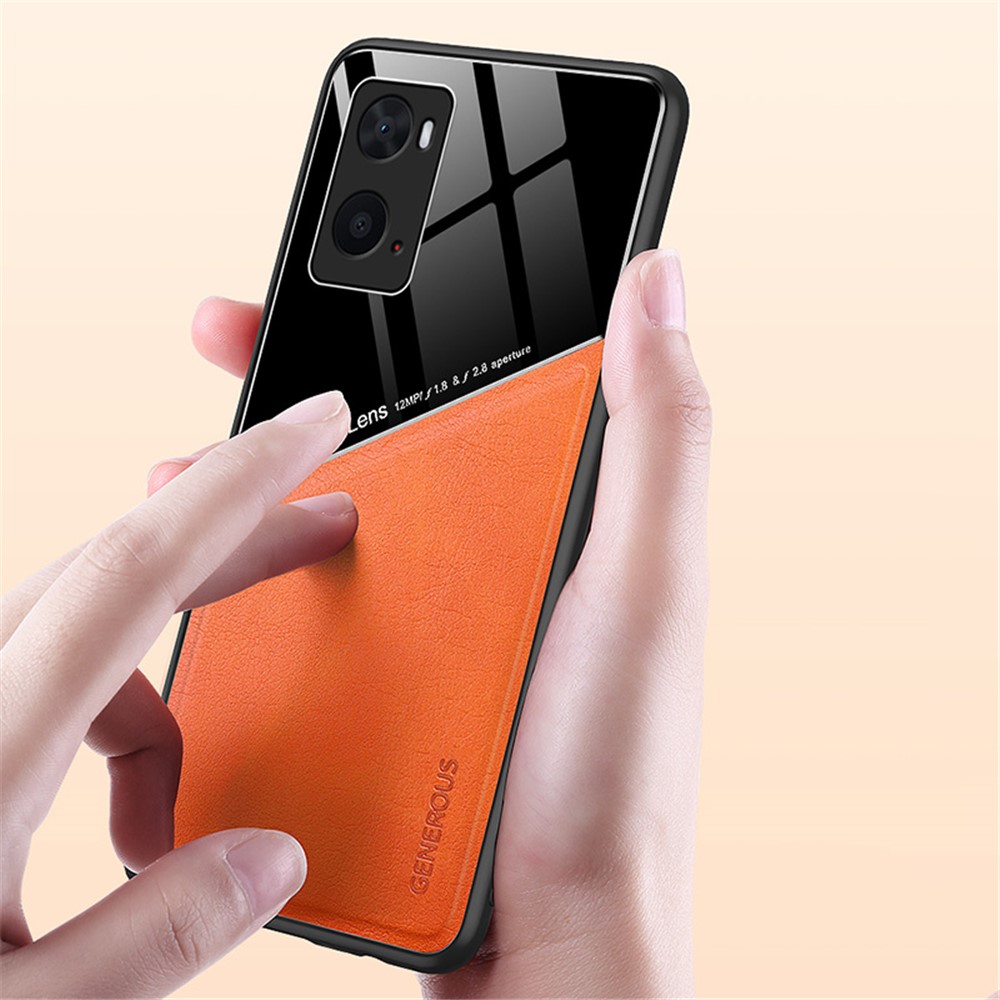 For Oppo A36 / A76 Precise Cutouts Back Case Textured Leather Coated TPU + PC Protective Cover with Magnetic Metal Sheet - Green-6