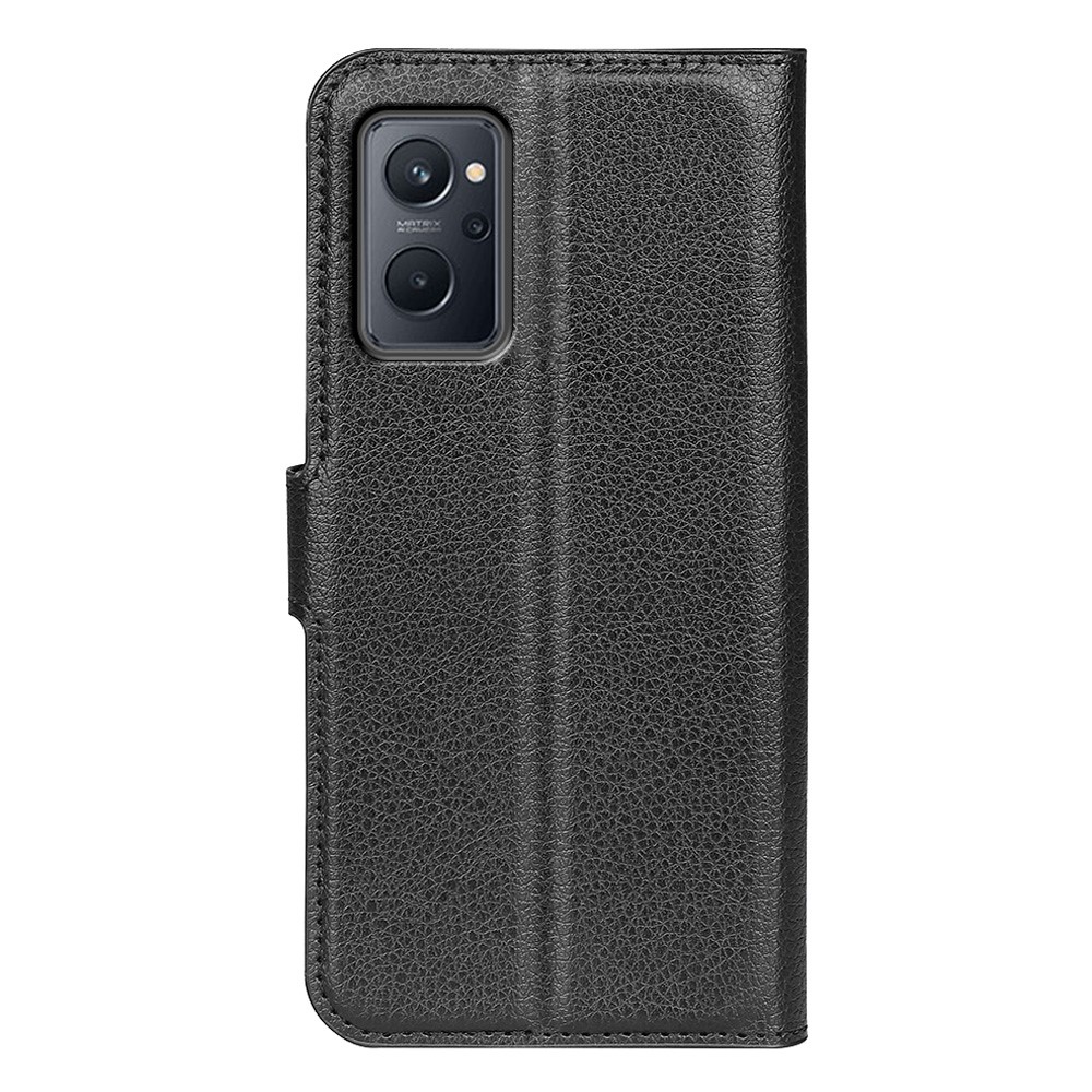 For Realme 9i Litchi Texture PU Leather Flip Cover Stand Wallet Magnetic Closure Folio Book Phone Case - Black-3