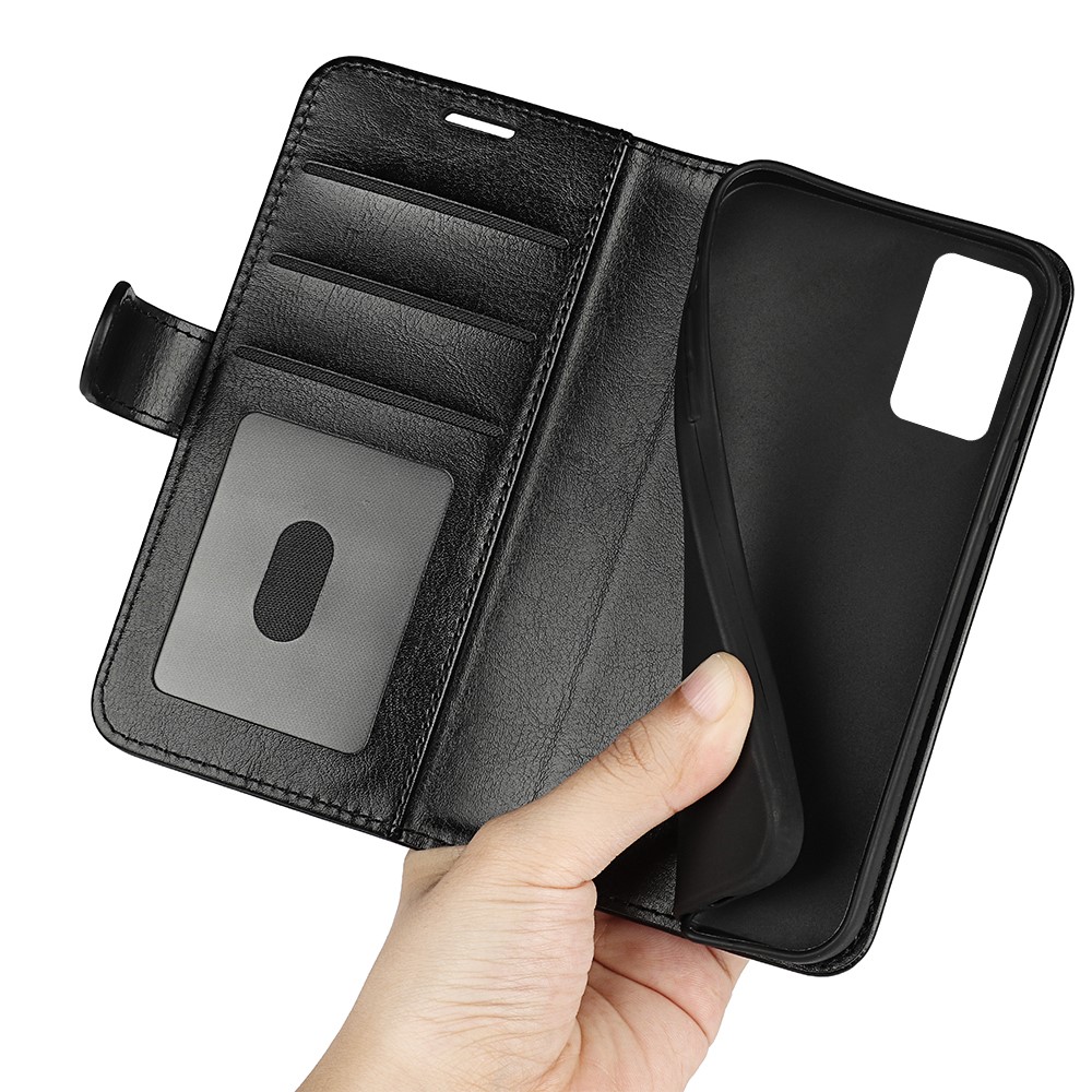 For Realme 9i Crazy Horse Texture Folio Flip Wallet Case PU Leather Stand Full Protection Phone Cover - Black-7