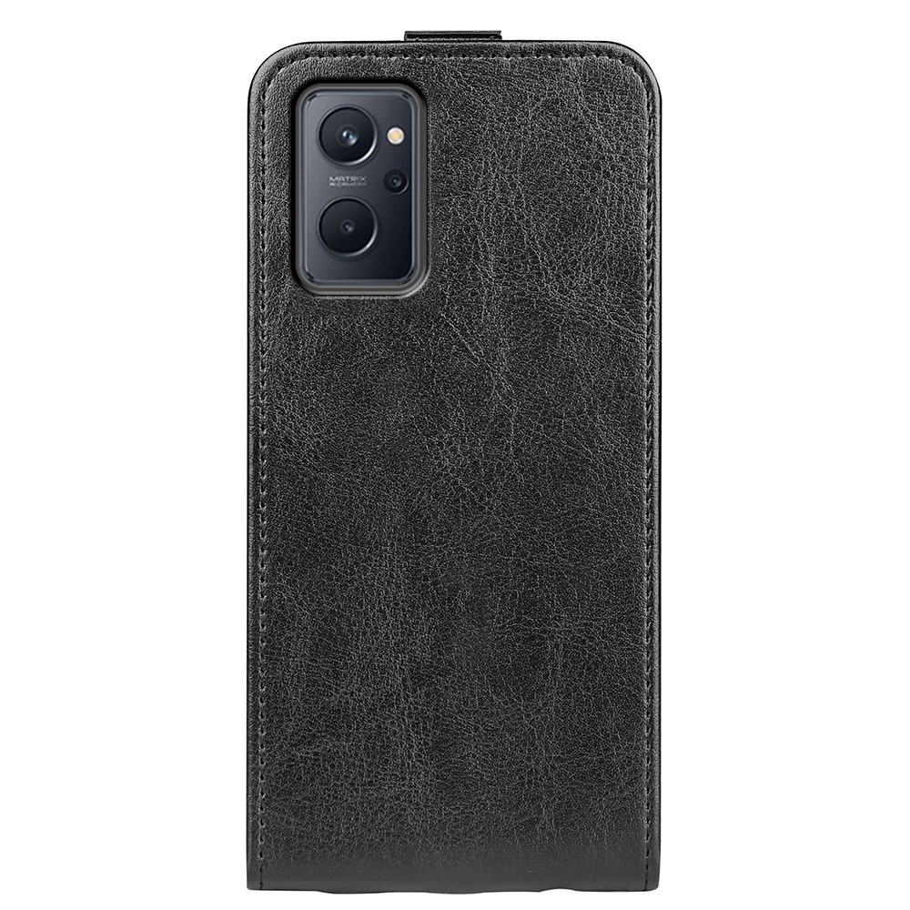 For Realme 9i Vertical Flip Case Crazy Horse Texture PU Leather Protective Cover with Card Holder - Black-3