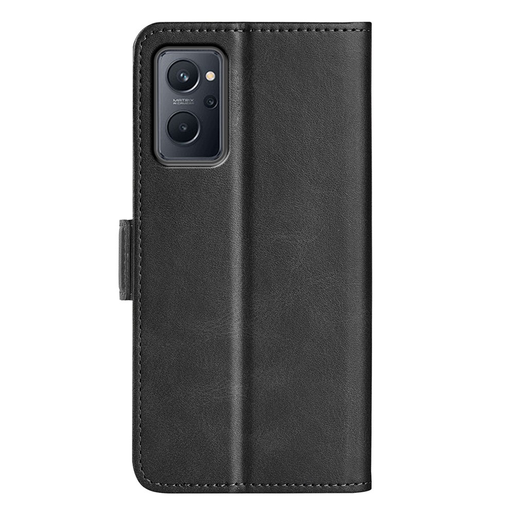 For Realme 9i Textured PU Leather Magnetic Case Full Body Protective Flip Wallet Phone Cover with Stand Feature - Black-3