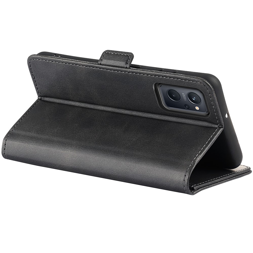 For Realme 9i Textured PU Leather Magnetic Case Full Body Protective Flip Wallet Phone Cover with Stand Feature - Black-6