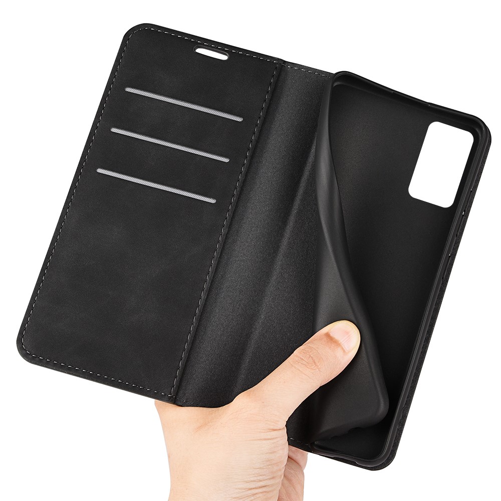 For Realme 9i Skin-touch Feeling PU Leather Flip Folio Case Wallet Stand Magnetic Closure Shockproof Phone Cover - Black-7