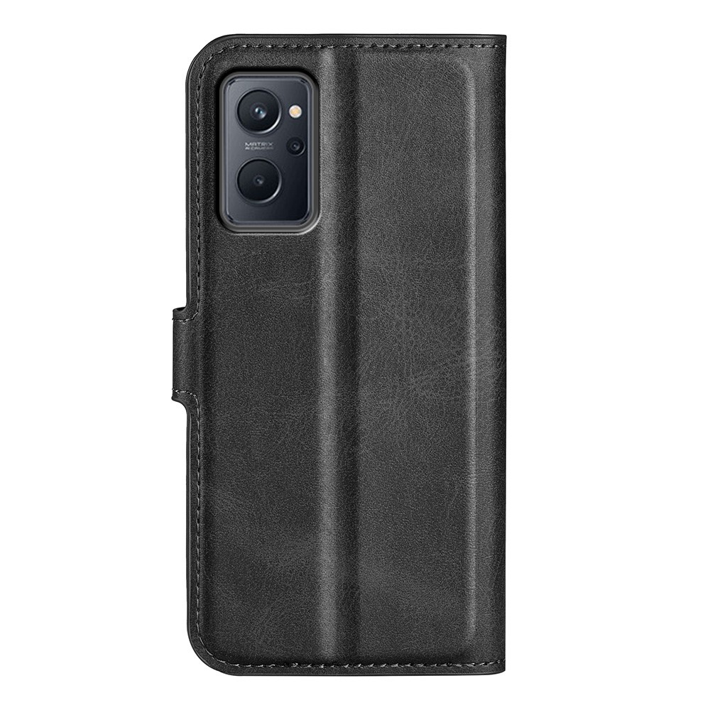 For Realme 9i Textured Wallet Case Magnetic PU Leather Flip Stand Protective Phone Cover - Black-3