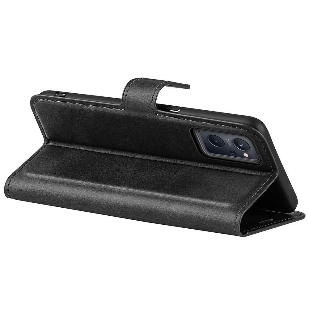 For Realme 9i Textured Wallet Case Magnetic PU Leather Flip Stand Protective Phone Cover - Black-6
