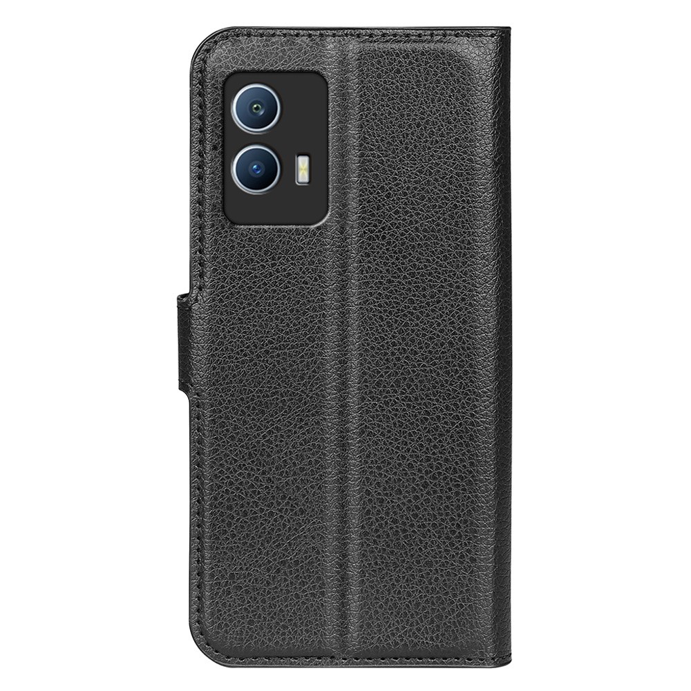 For vivo iQOO U5 5G Litchi Texture PU Leather Wallet Case Stand Shockproof TPU Inner Shell Phone Cover - Black-3