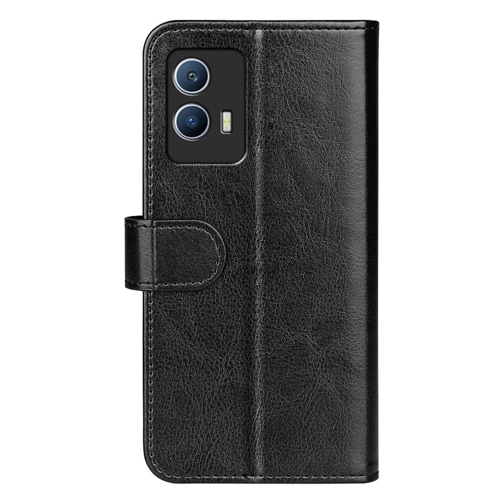 For vivo iQOO U5 5G Wallet Phone Case Crazy Horse Texture PU Leather Stand Inner TPU Cover - Black-3