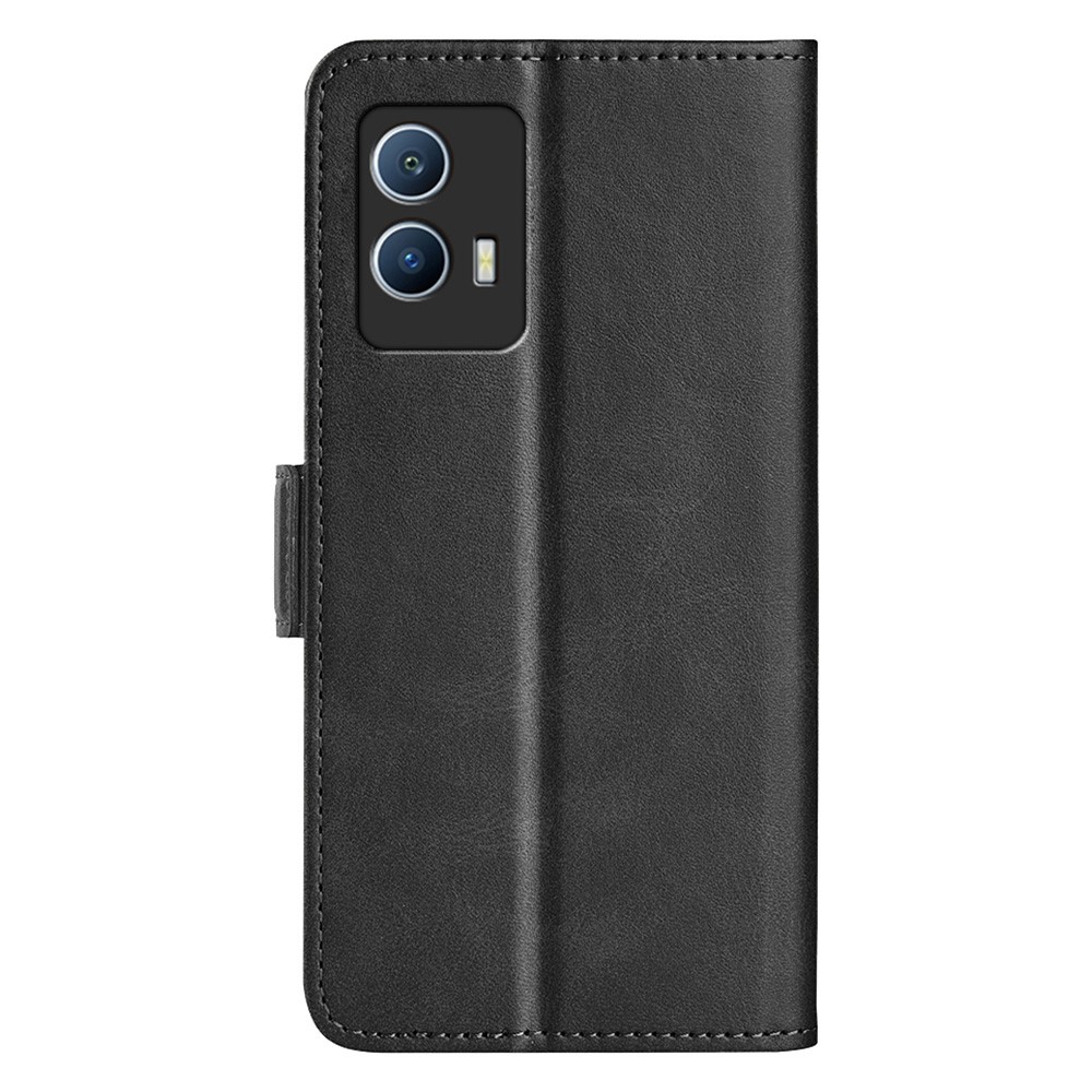 For vivo iQOO U5 5G Textured PU Leather Wallet Case Stand Folio Flip Dual Magnetic Flap Phone Cover - Black-3