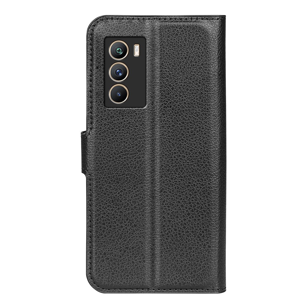 For vivo iQOO Neo5 S Flip Folio Case Wallet Stand Feature Litchi Texture PU Leather Book Phone Cover - Black-3