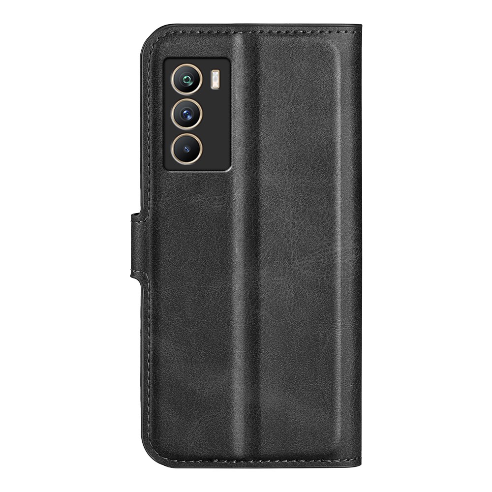 For vivo iQOO Neo5 S Shockproof Textured PU Leather Flip Wallet Cover Magnetic Closure Stand Full Protection Case - Black-3