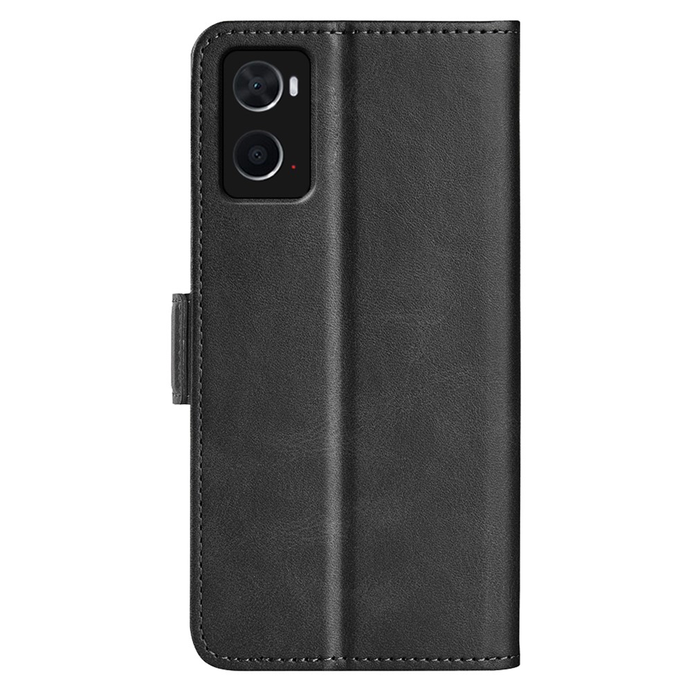 For Oppo A36/A76 Textured PU Leather Phone Case Folio Flip Wallet Protective Cover with Foldable Stand - Black-3