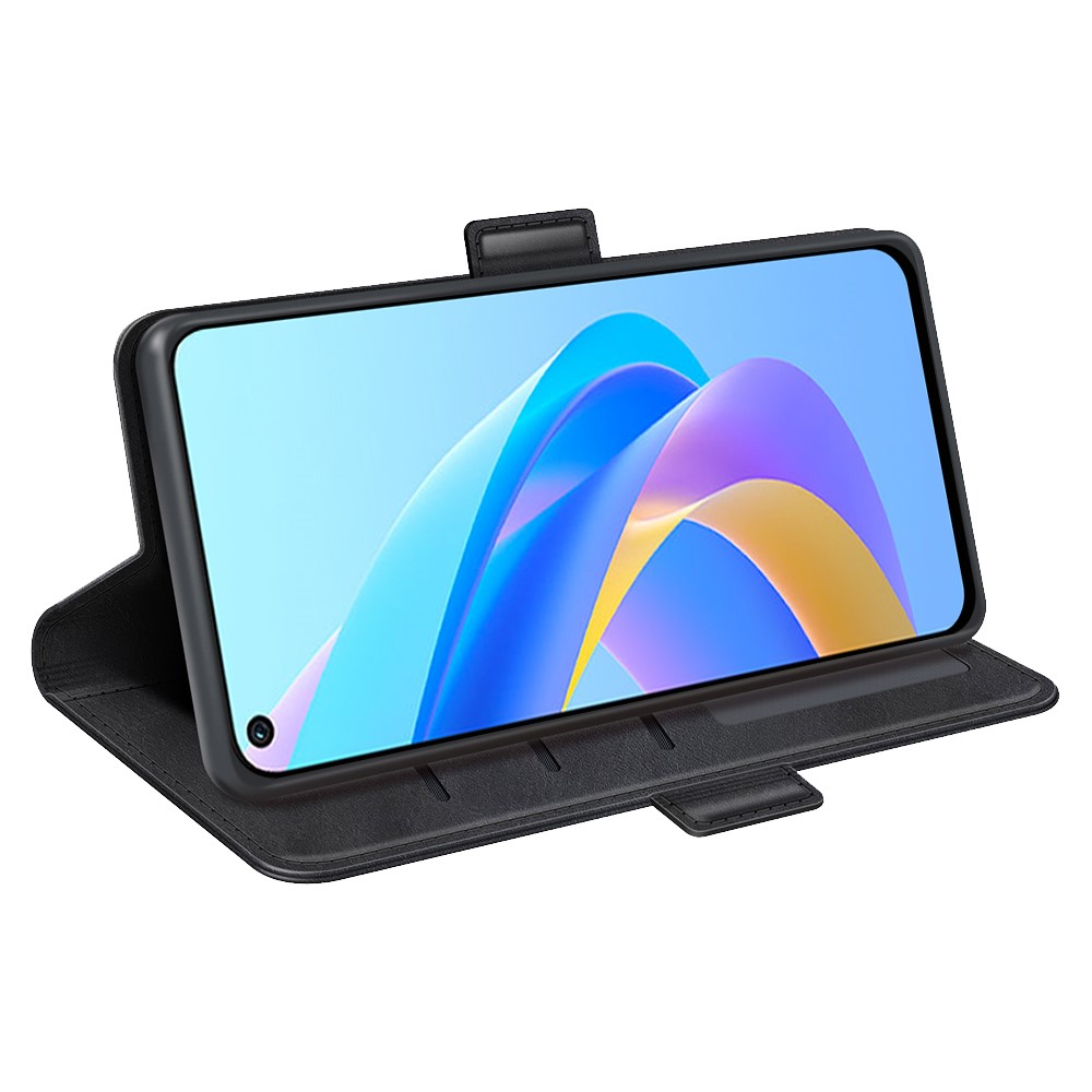 For Oppo A36/A76 Textured PU Leather Phone Case Folio Flip Wallet Protective Cover with Foldable Stand - Black-5