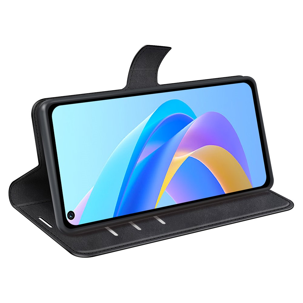 For Oppo A36/A76 Shockproof Textured PU Leather Wallet Phone Case Foldable Stand Folio Flip Phone Cover Shell - Black-5