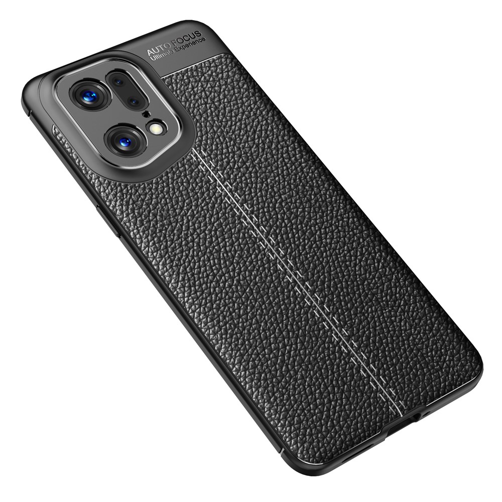 Litchi Texture Phone Case for Oppo Find X5 Pro, Anti-scratch Flexible TPU Protective Cover - Black-2
