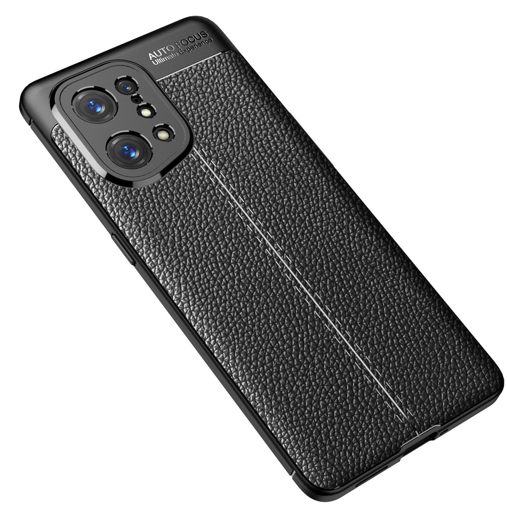 Stylish Litchi Texture Phone Case for Oppo Find X5, Anti-drop Protection Mobile Phone TPU Cover - Black-2
