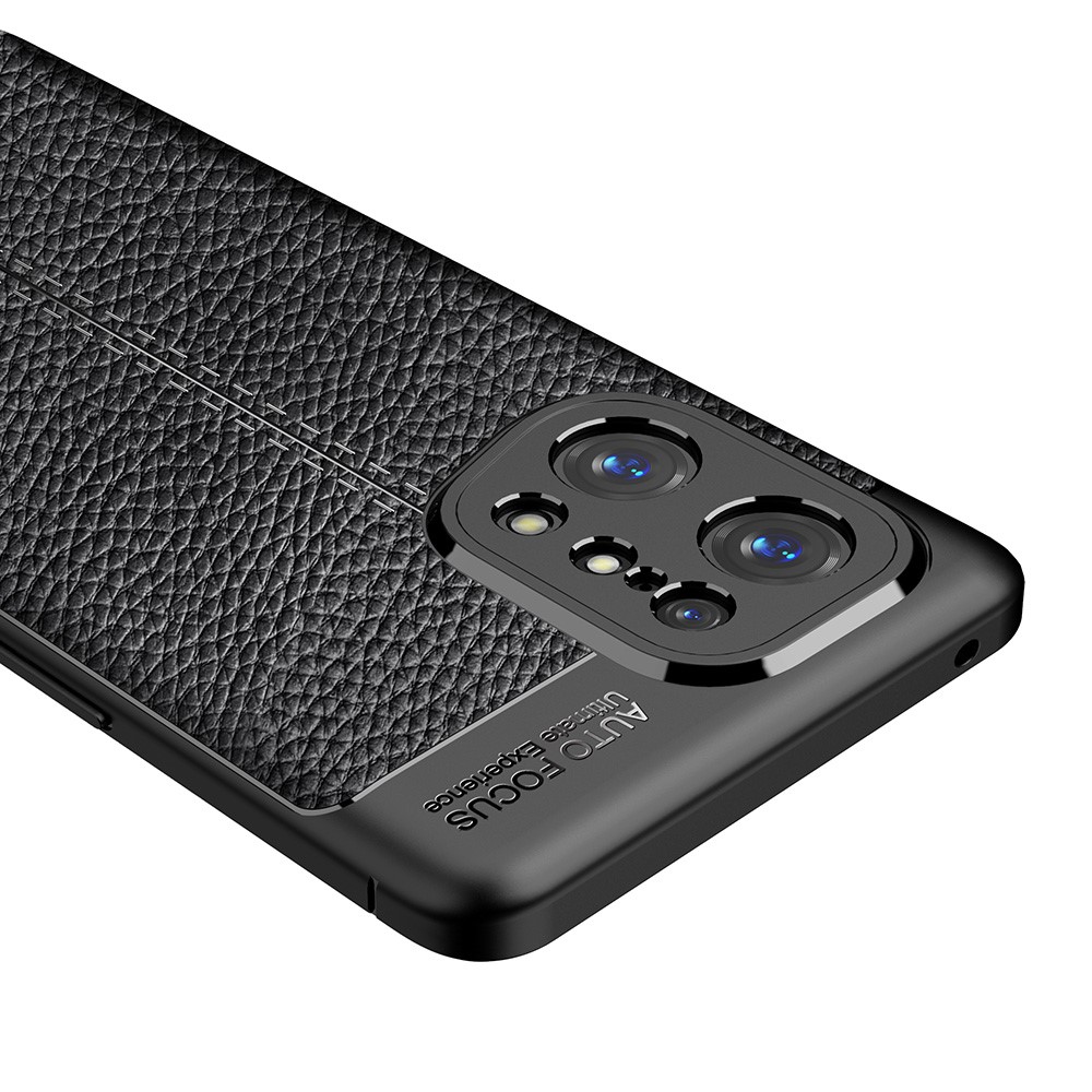 Stylish Litchi Texture Phone Case for Oppo Find X5, Anti-drop Protection Mobile Phone TPU Cover - Black-4
