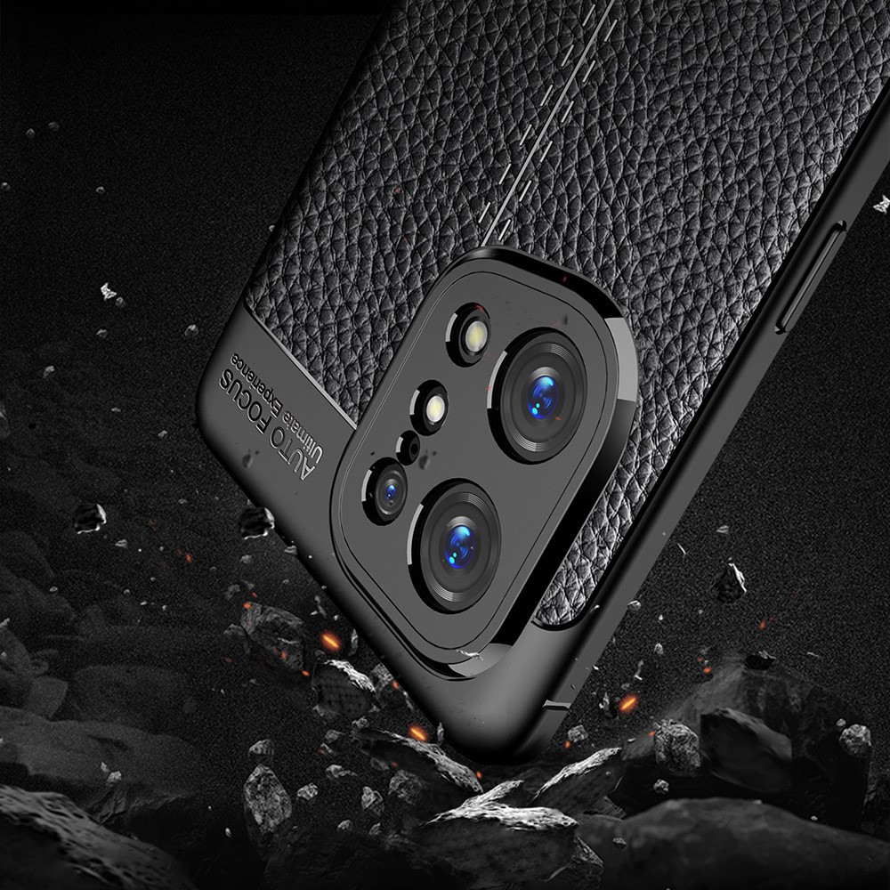 Stylish Litchi Texture Phone Case for Oppo Find X5, Anti-drop Protection Mobile Phone TPU Cover - Black-6
