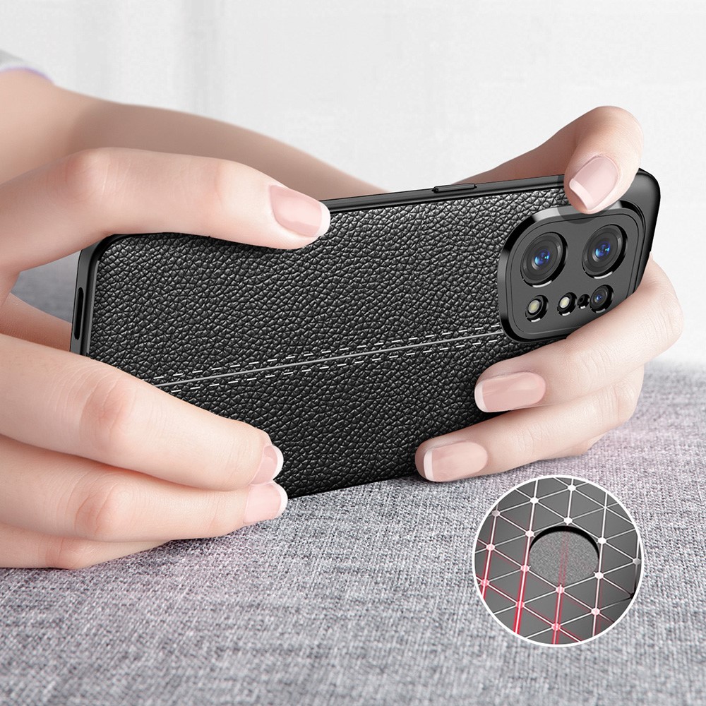 Stylish Litchi Texture Phone Case for Oppo Find X5, Anti-drop Protection Mobile Phone TPU Cover - Black-8