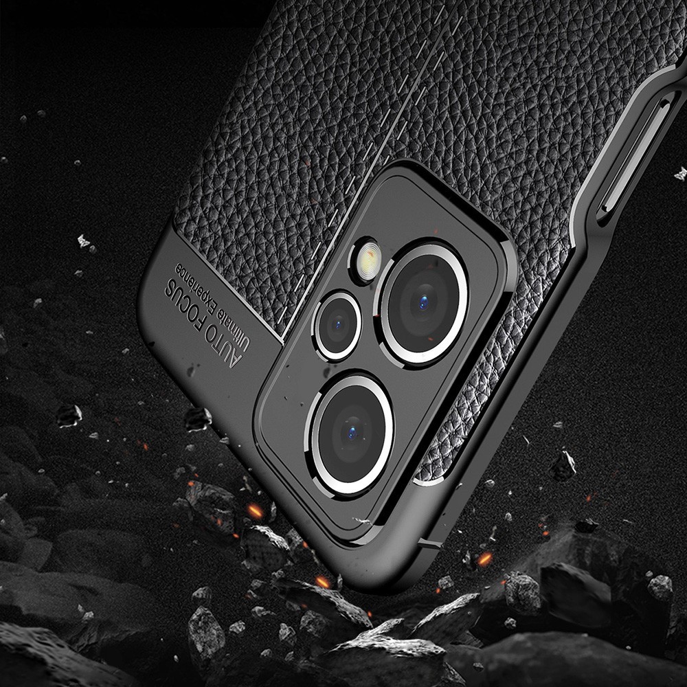 For Realme 9 Pro Soft TPU Phone Case Litchi Texture Shockproof Protective Cover - Black-6