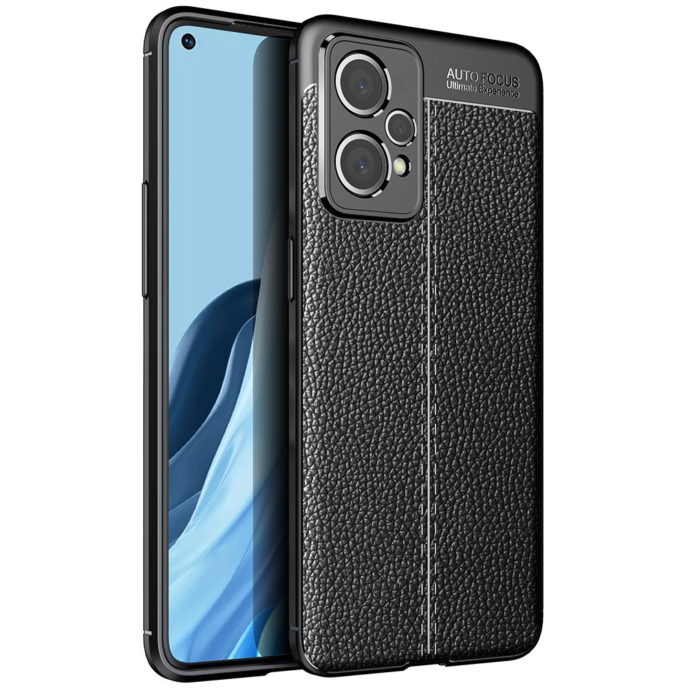 For Realme 9 Pro+ Anti-scratch Flexible TPU Mobile Phone Cover Litchi Texture Case - Black-1