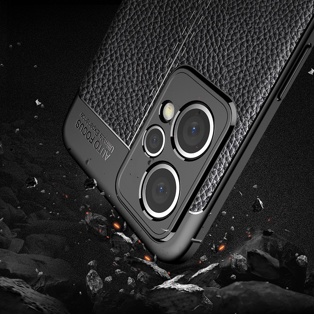 For Realme 9 Pro+ Anti-scratch Flexible TPU Mobile Phone Cover Litchi Texture Case - Black-5