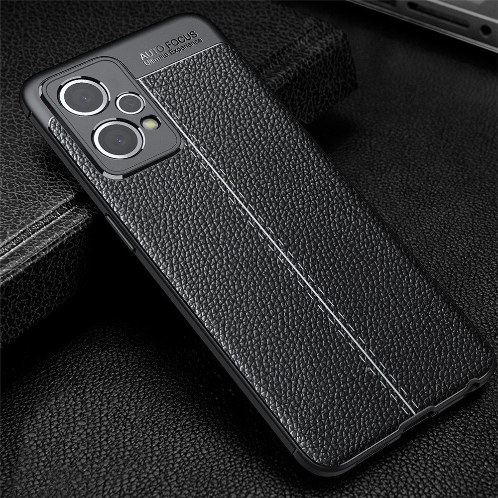 For Realme 9 Pro+ Anti-scratch Flexible TPU Mobile Phone Cover Litchi Texture Case - Black-8