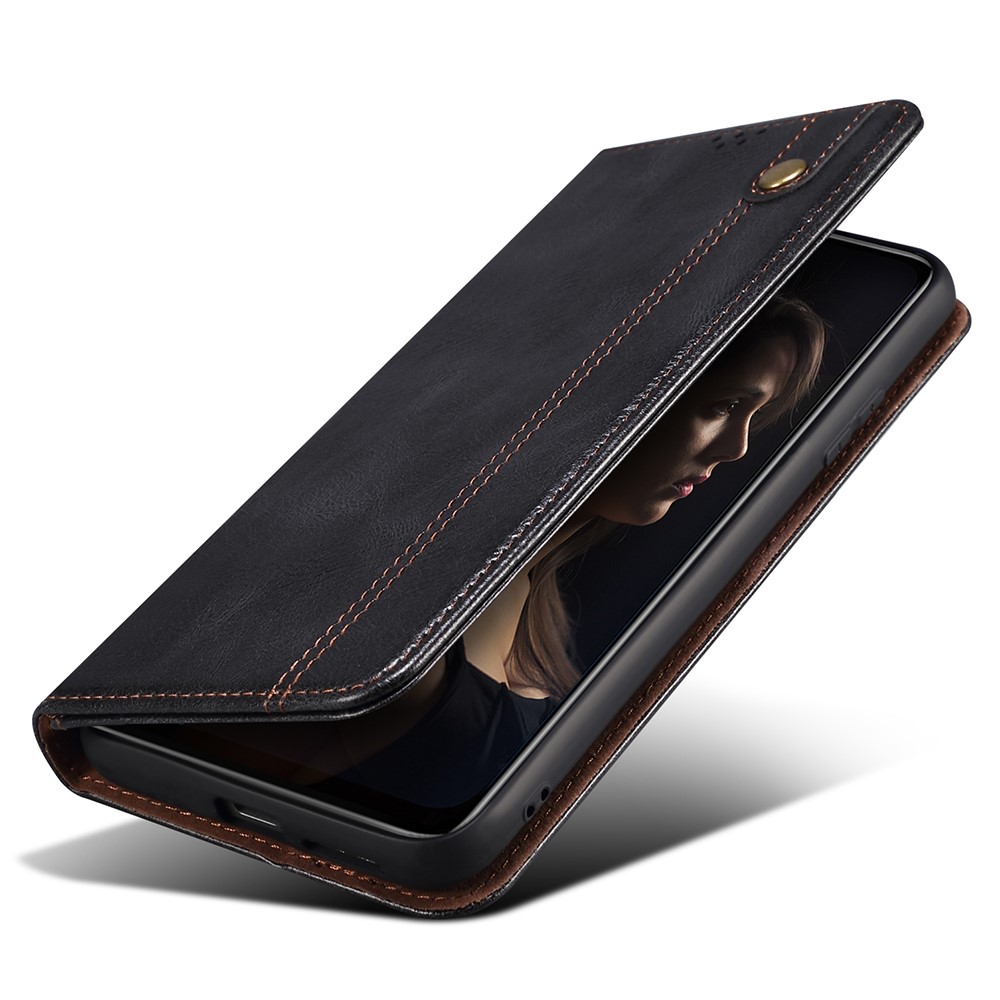 For Realme C35 Waxy Crazy Horse Texture PU Leather Phone Case Foldable Stand Wallet Cover - Black-8