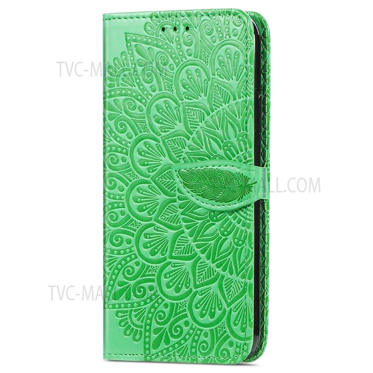 For Oppo Reno7 Pro 5G Scratch-resistant Phone Case Imprinted Dream Wings Pattern PU Leather Folio Phone Shell Wallet - Green-3