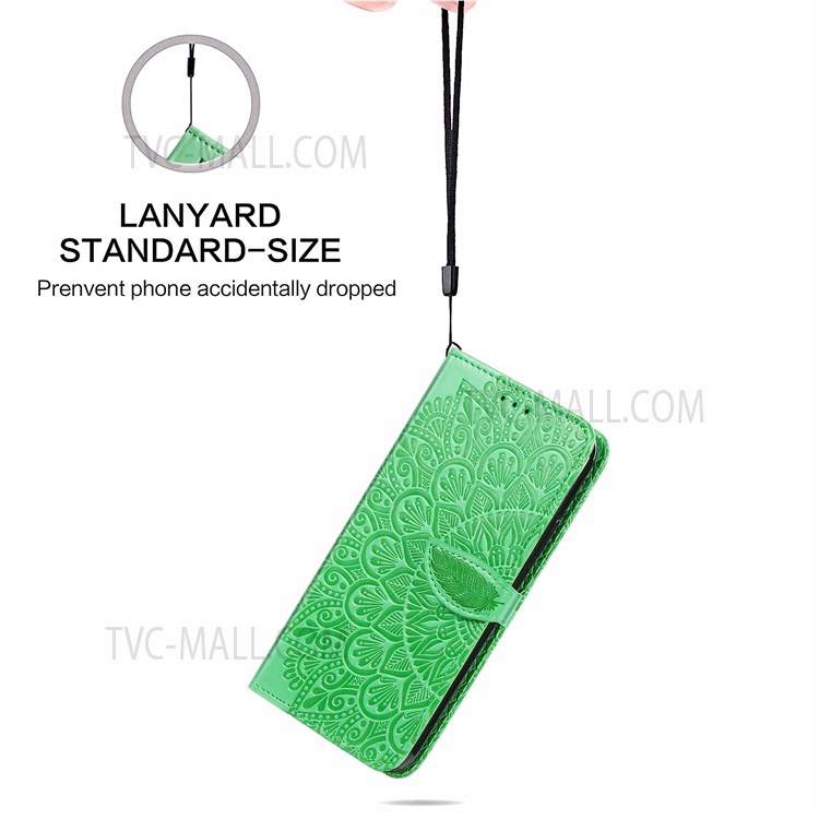 For Oppo Reno7 Pro 5G Scratch-resistant Phone Case Imprinted Dream Wings Pattern PU Leather Folio Phone Shell Wallet - Green-7